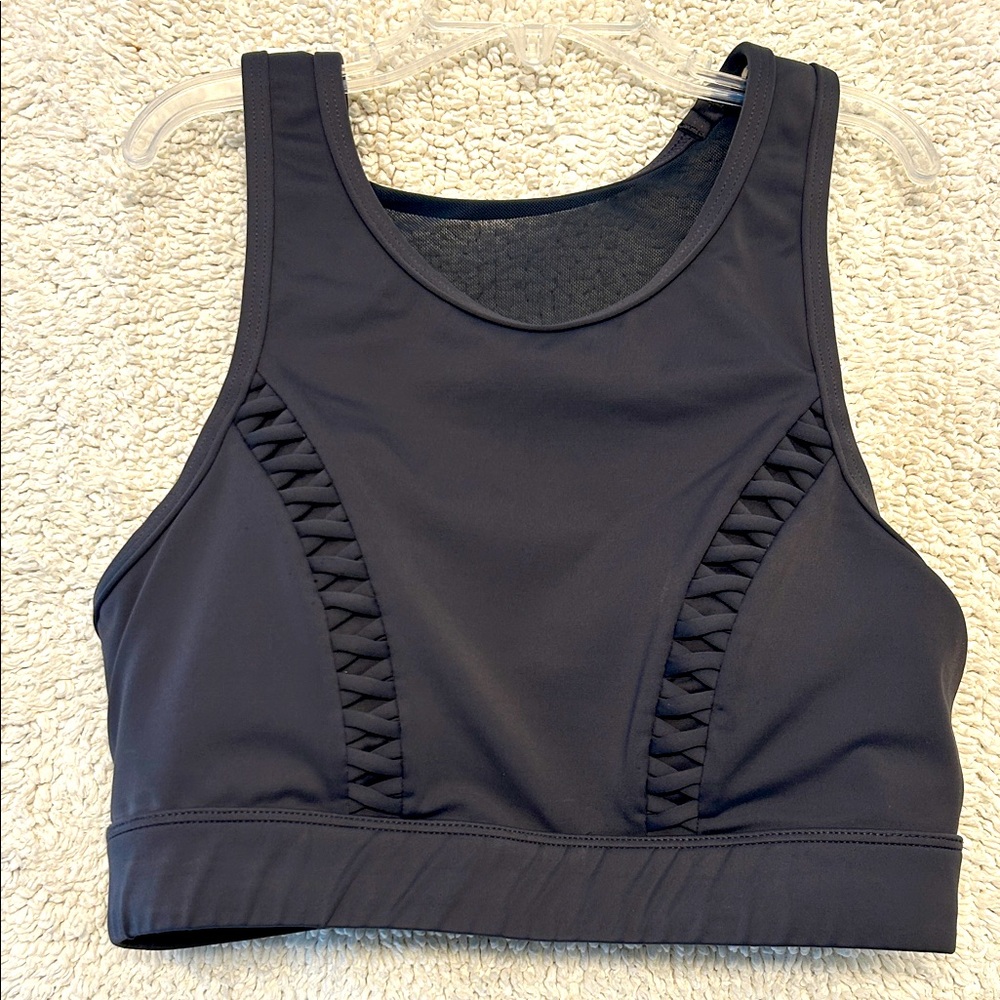 L'URV Graphite Gray Sports Bra with Braided Detail
